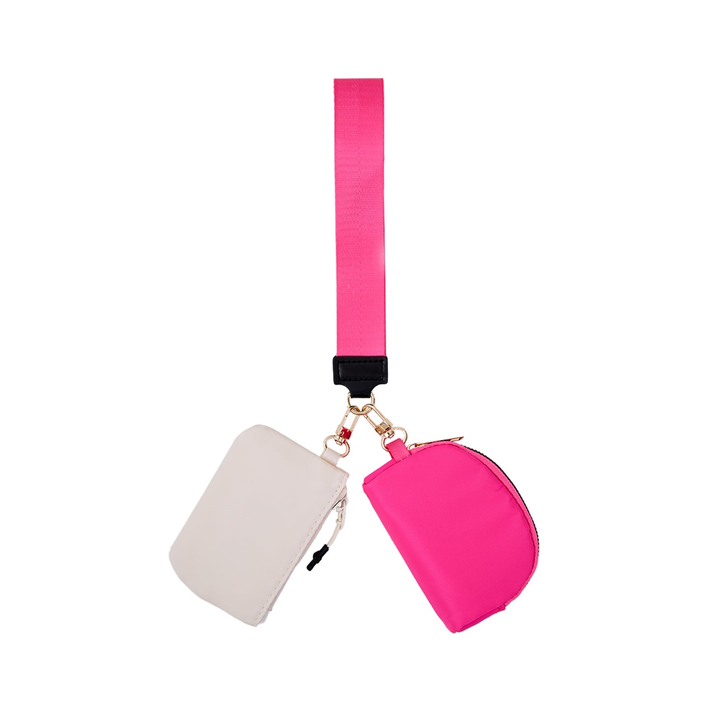 Dual Pouch Wristlet Keychain Lanyard