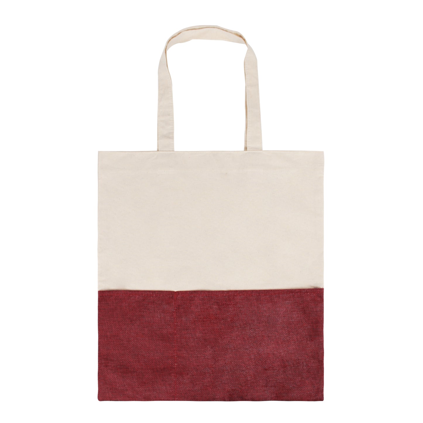 Two-Tone Cotton/ Burlap Tote with Pocket