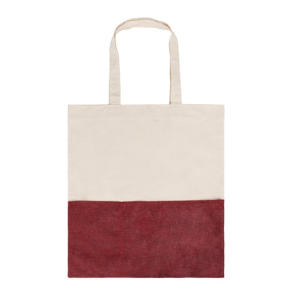 Two-Tone Cotton/ Burlap Tote with Pocket