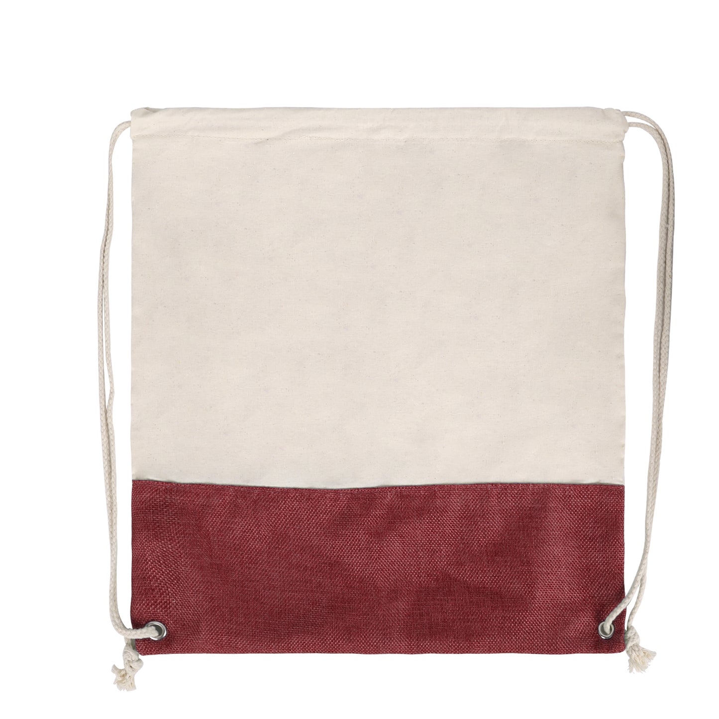 Two-Tone Cotton/ Burlap Drawstring Bag