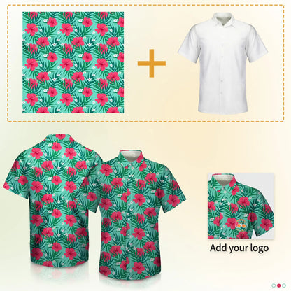 Custom Full-Color Printed Camp Collar Shirt W/ Pocket