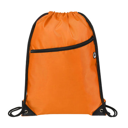 420D Heavy Duty Drawstring Backpack With Front Zipper