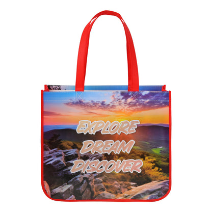 Extra Large Full Color Laminated Curved Bottom Tote Bag