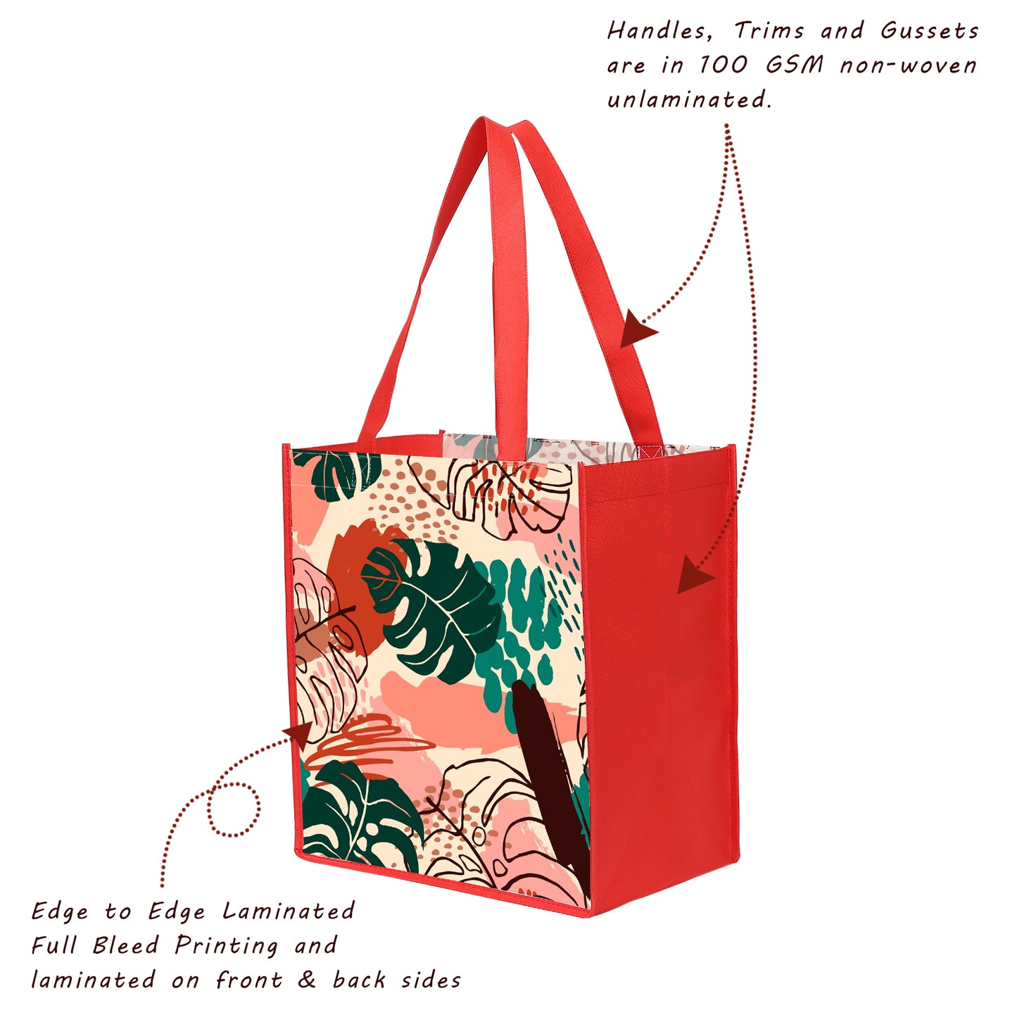 Laminated Non-Woven Tote Bag(12" X 13" X 8")