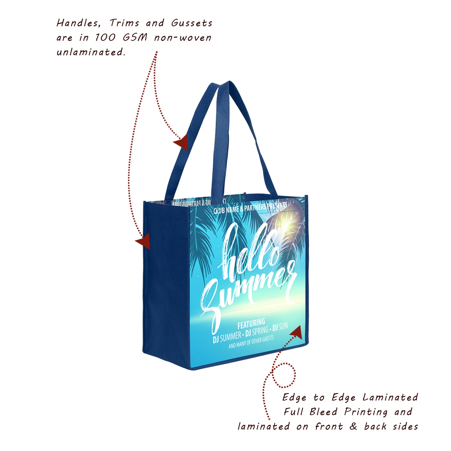 Laminated Non Woven Tote Bag(13" X 13" X 5" )