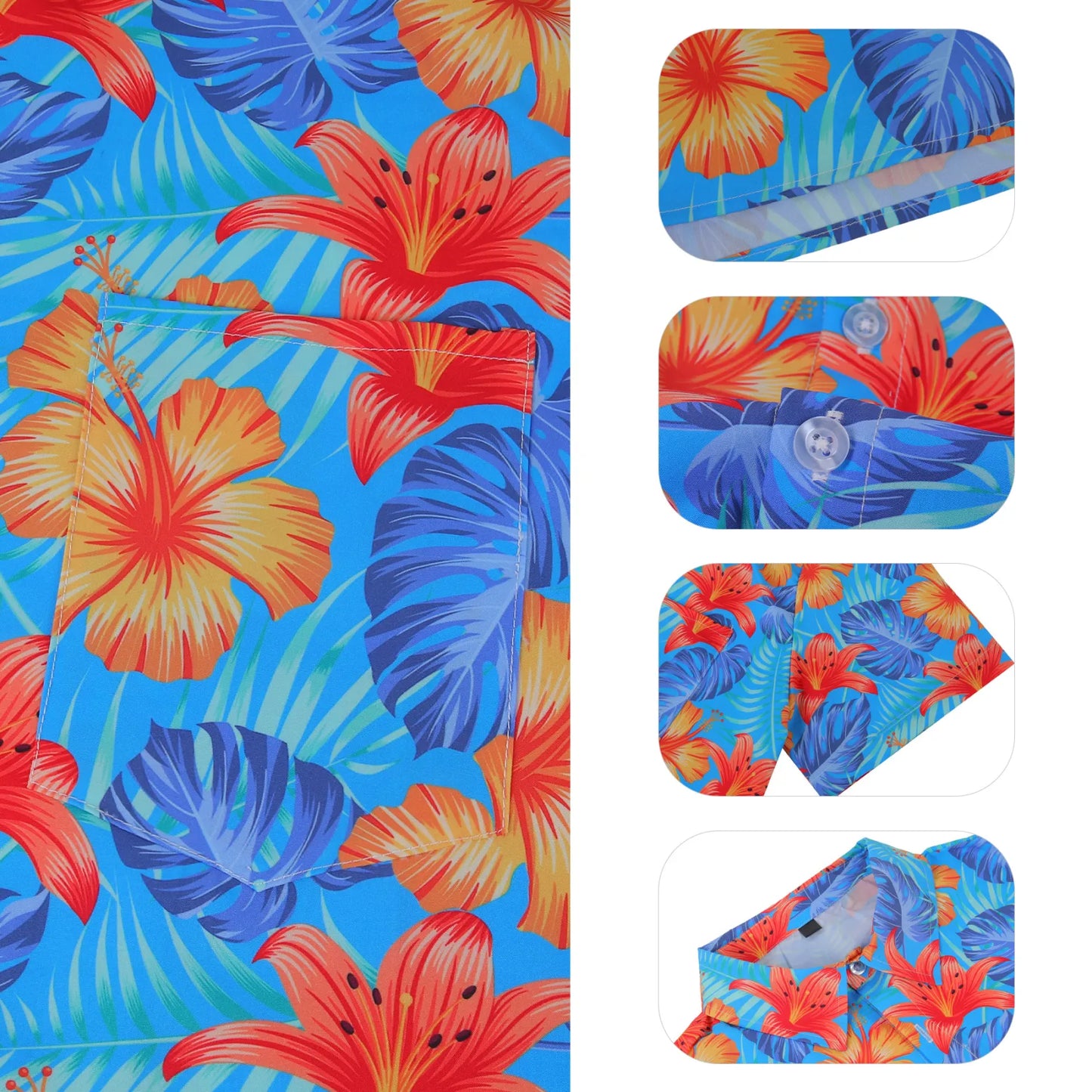 Custom Full-Color Printed Camp Collar Shirt W/ Pocket